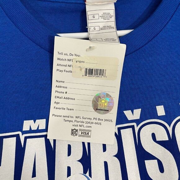 VTG Marvin Harrison Shirt Men L Blue Indianapolis Colts NFL Short Sleeve Tee NWT - Picture 5 of 10